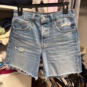 Levi's Light Blue Distressed Denim Jean Shorts